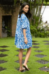 Fleur Smock Dress | Blue/Stone