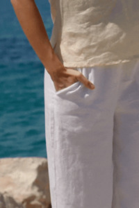 Under 100: Shoreline Butter Linen Bias Sleeveless Shell Top