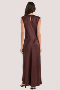 Fruition Chocolate Satin Bias Maxi Dress