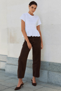Varsity Chocolate Forward Seam Barrel Jeans