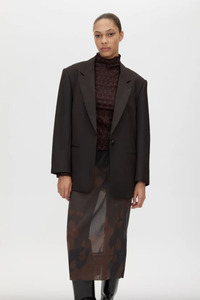 Saxony Oversized Blazer | Espresso Pindot