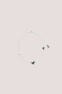 Triple Heart Charm Sterling Silver Plate Plate Bracelet