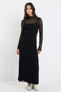 Keepsake Black Lace Long Sleeve Maxi Dress
