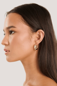 Beaten Gold Hoop Earring