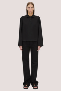 Sweatshirts: Moreno Long Sleeve Polo Top | Black