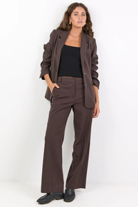 Jeans And Pants: Jaunty Dark Chocolate Slant Pocket Wide Leg Pants