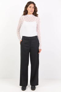 Jeans And Pants: Jaunty Black Slant Pocket Wide Leg Pants