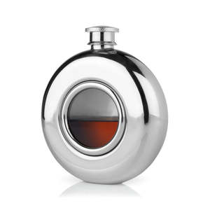 Viski Scope Flask – 5 oz Stainless Steel Flask with Viewing Window