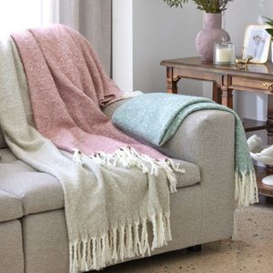 Throws Blankets: Throw - Herringbone Pink