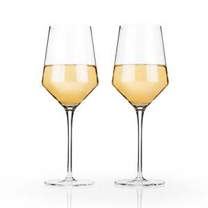 Kitchen Serveware Ceramic Pottery: Viski Chardonnay Glasses – Set of 2 Crystal Wine Glasses