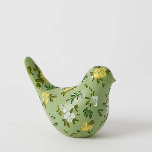 Home Decor: Blooming Bird Sculpture Small Green