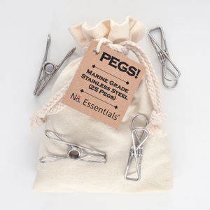 Products: Stainless Steel Clothes Pegs – Marine Grade – Bag of 25 – No. 8 Essentials