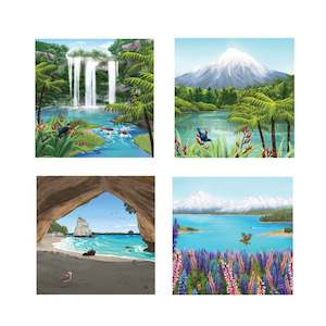 Sophie Blokker Ceramic Square Coasters Set NZ Scenery