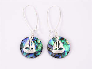 Kiwiana Jewellery: Kiwicraft Paua Shell Earrings With Box - Sailboat