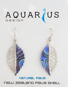 Kiwiana Jewellery: Paua & Metal Leaf Earring
