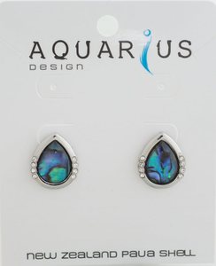 Kiwiana Jewellery: Paua - Teardrop With Crystal Earring