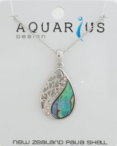 Paua - Mitre Floating Filigreen Teardrop Pendant
