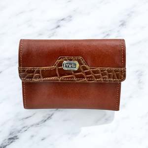 Woman’s Genuine Leather Tri Fold Wallet - Tan