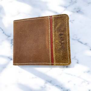 Genuine Leather: Men's Genuine Leather Classic Bi Fold Card Wallet - Crazy