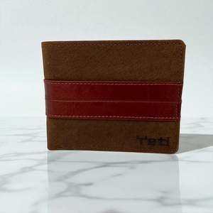 Genuine Leather: Men's Genuine Leather Two Tone Stripe Wallet - Crazy