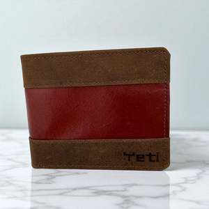 Men's Genuine Leather Two Tone Wallet with 2 ID Windows - Crazy