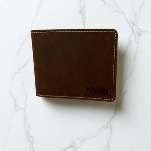 Genuine Leather: Men's Genuine Leather Bi fold Wallet with 2 ID Windows - Crazy Brown