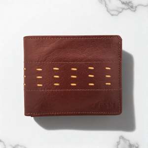 Men's Genuine Leather Wallet Two Tone Peep Hole - Cognac