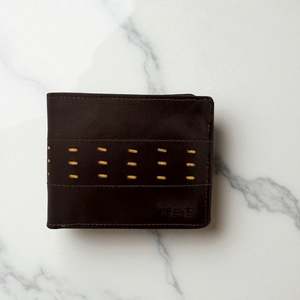 Men's Genuine Leather Wallet Two Tone Peep Hole - Brown