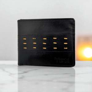 Genuine Leather Mens Wallets: Men's Genuine Leather Wallet Two Tone Peep Hole - Black