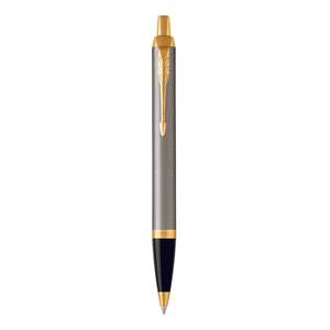 Personalised Parker IM Brushed Metal Gold Trim Ballpoint Pen