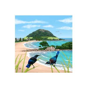Sophie Blokker Textured Mt Maunganui - 3D Cork Backing Ceramic Tile - Wall Hanging