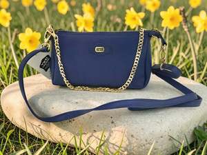 Genuine Leather: Woman's Genuine Leather Mini Crossbody Purse - Blue