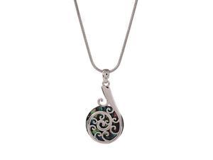 Kiwicraft Laser Silver Fern Paua Shell Pendant with Box