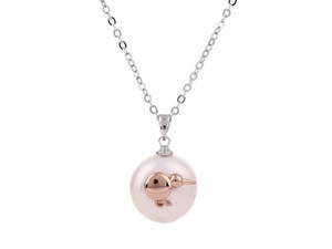 Kiwicraft Rose Gold Kiwi on Pearl Pendant with Box