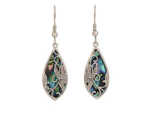 Kiwicraft Paua Shell Flower Rhodium Earrings with Box