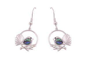 Kiwicraft Cute Paua Shell Fantail Earrings with Box