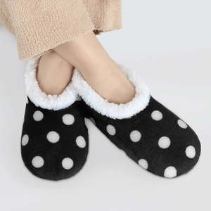 Slumbies - Women's Medium Polka Dot Black Foot Covering