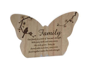 Specials: Butterfly Sentiment Plaque - FAMILY