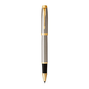 Parker IM Brushed Metal Gold Trim Rollerball Pen