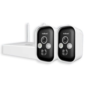 Pre Owned Demo Stock: [TRADE-IN] SriHome SH033 Dual Camera Security Set, 2 Rechargeable Wi-Fi 3MP Security Cameras and Base Station, App Control, Motion Sensor