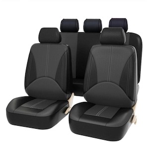 Automotive: Universal Fit PU Leather Car 5 Seat Covers and Headrest Covers