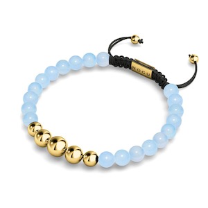 Balance Stones: Aquamarine | Gold | Balance Gemstone Macrame Bracelet