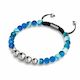 Blue Line Agate | Silver | Balance Gemstone Macrame Bracelet