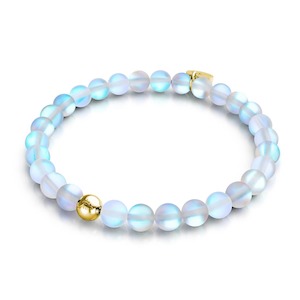 Rainbow White | Gold | Mermaid Glass Bead Bracelet