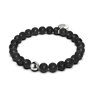 Vulcan | Black Lava Rock Diffuser | Silver | Expression Bracelet