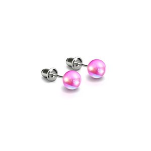 Memorial Day Doorcrashers: Pink Nebula | .925 Sterling Silver | Galaxy Glass Mini Stud Earrings