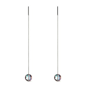 Rainbow Supernova | .925 Sterling Silver | Galaxy Glass Chain Drop Threader Earrings