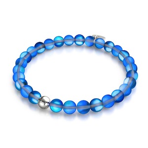 Solstice Collection: Sapphire | Silver | Mermaid Glass Bead Bracelet