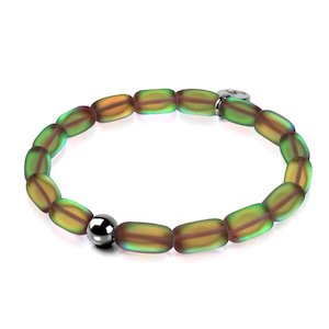 Solstice Collection: Chocolate | .925 Sterling Silver Gunmetal | Mermaid Glass Pebble Bracelet