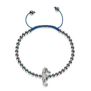 Reef | Unicorn Silver | Seahorse Macrame Charmballa Bracelet